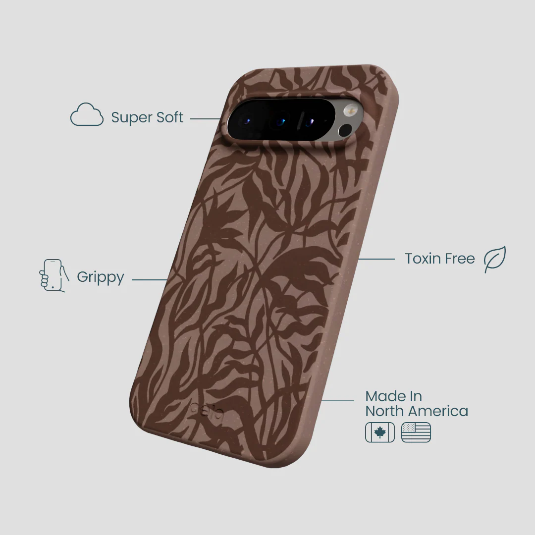 Chocolate Brown Rustic Leaves Google Pixel 9/9 Pro Case - Image 4