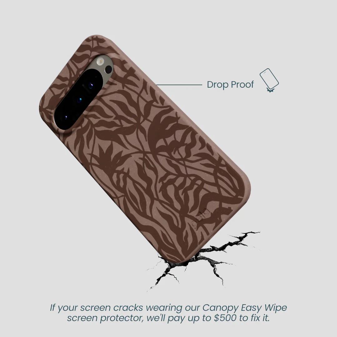 Chocolate Brown Rustic Leaves Google Pixel 9/9 Pro Case - Image 5