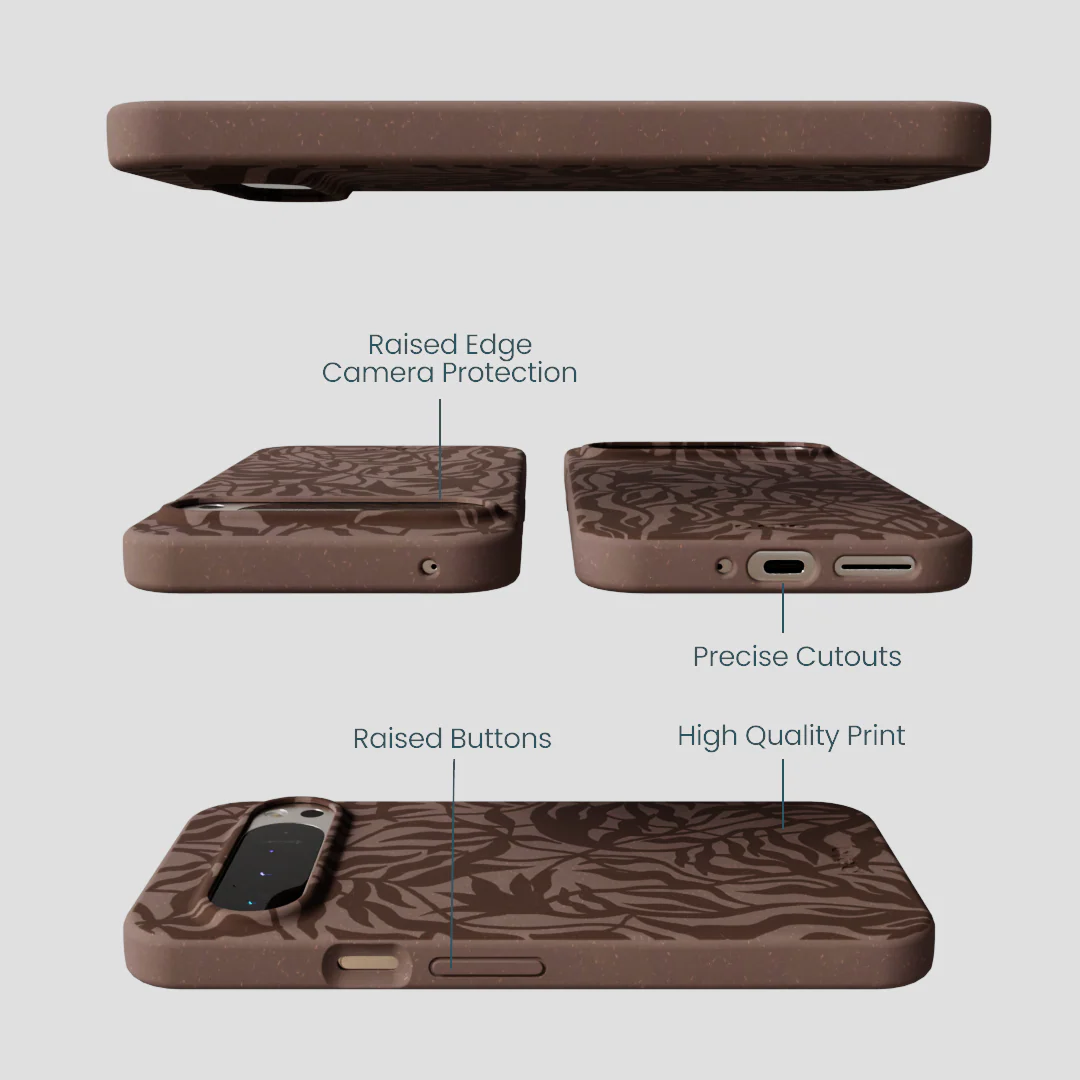 Chocolate Brown Rustic Leaves Google Pixel 9 Pro XL Case - Image 3