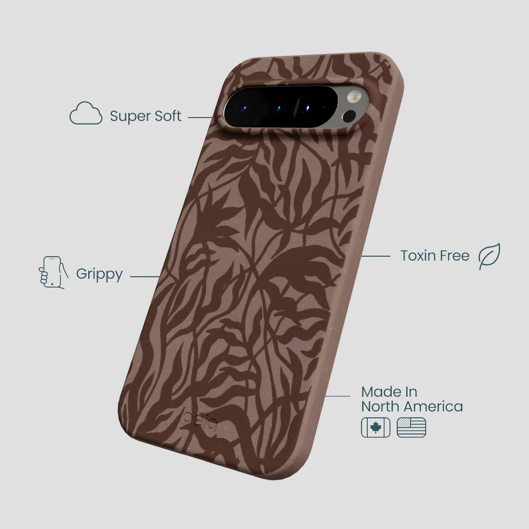 Chocolate Brown Rustic Leaves Google Pixel 9 Pro XL Case - Image 4