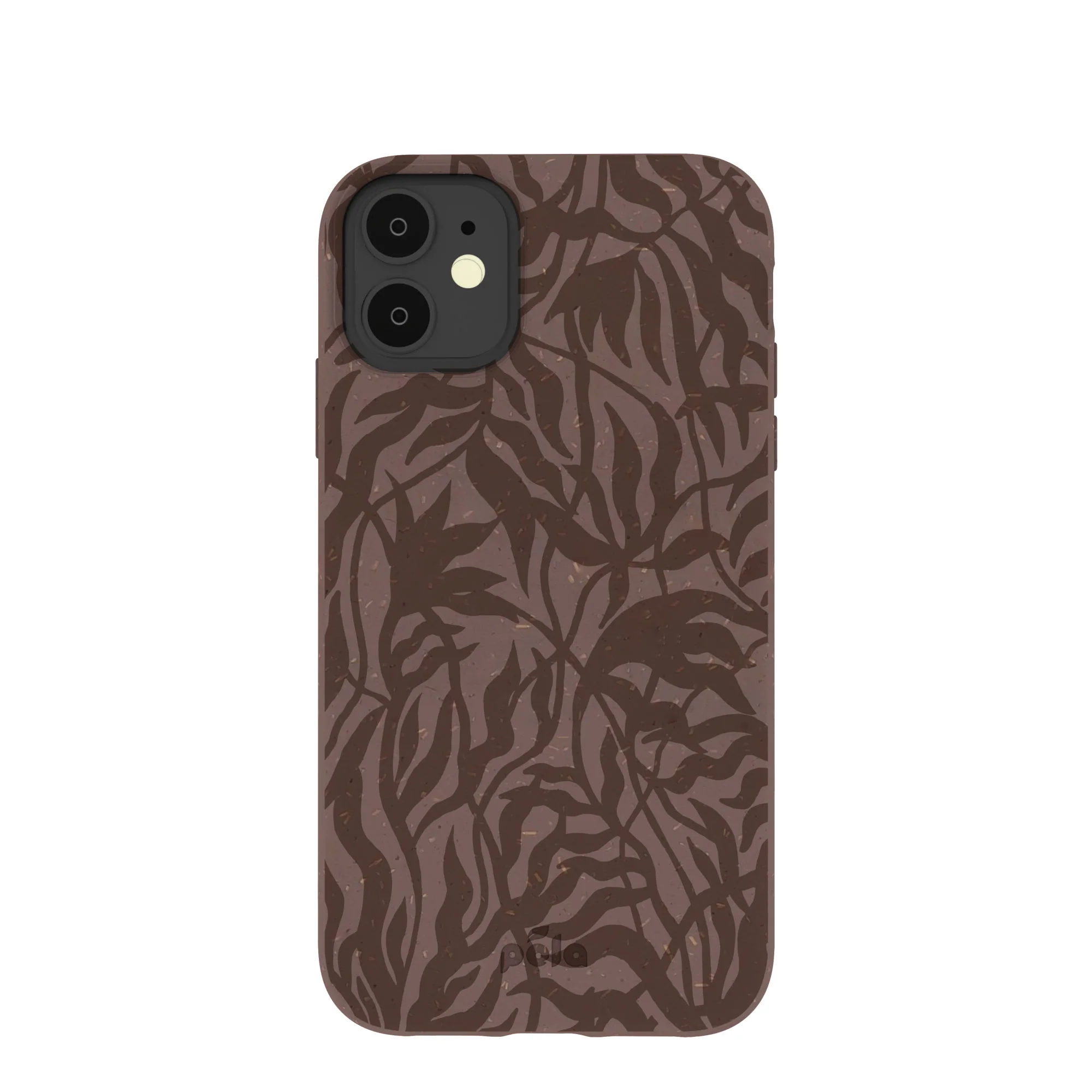 Chocolate Brown Rustic Leaves iPhone 11 Case