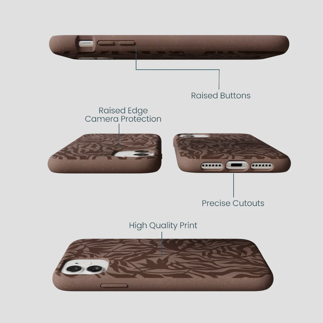 Chocolate Brown Rustic Leaves iPhone 11 Case - Image 3