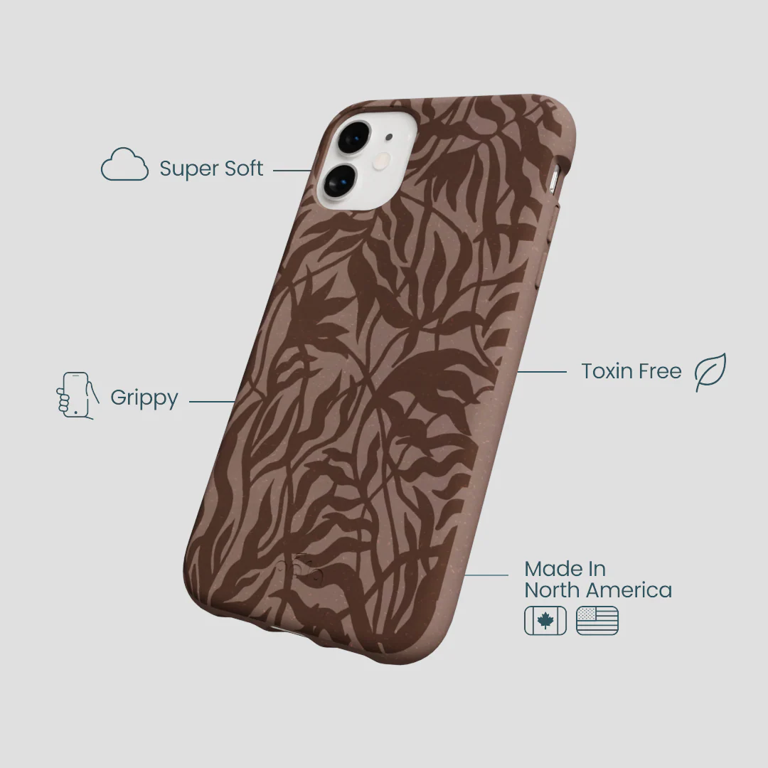 Chocolate Brown Rustic Leaves iPhone 11 Case - Image 4