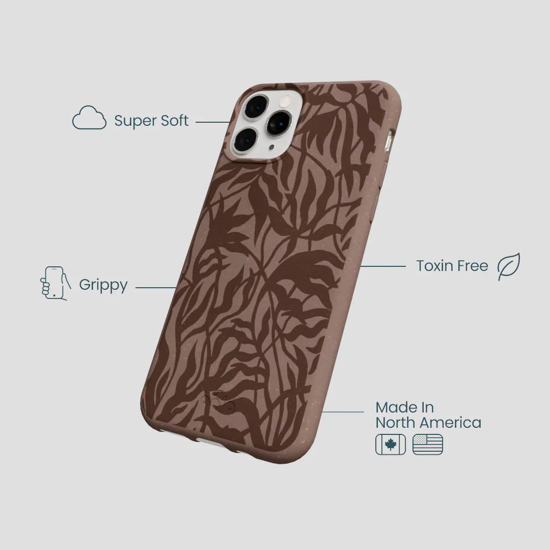 Chocolate Brown Rustic Leaves iPhone 11 Pro Case - Image 4