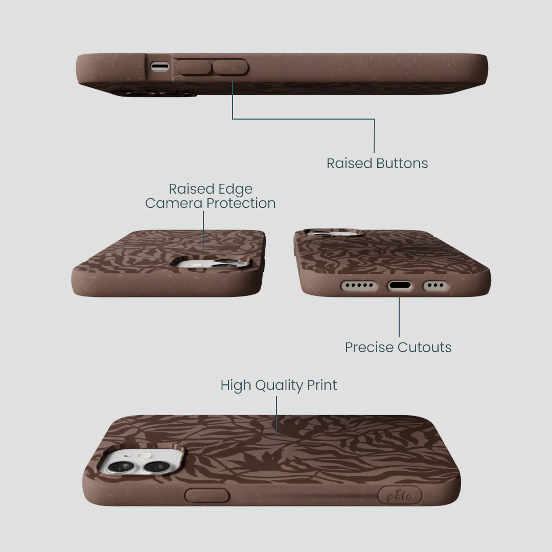 Chocolate Brown Rustic Leaves iPhone 12/ iPhone 12 Pro Case - Image 3