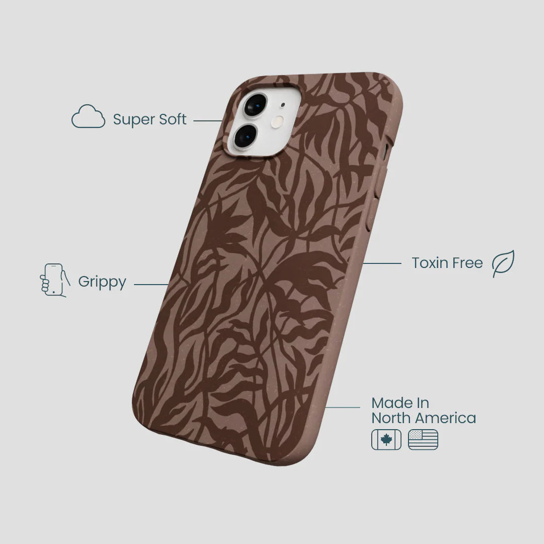 Chocolate Brown Rustic Leaves iPhone 12/ iPhone 12 Pro Case - Image 4