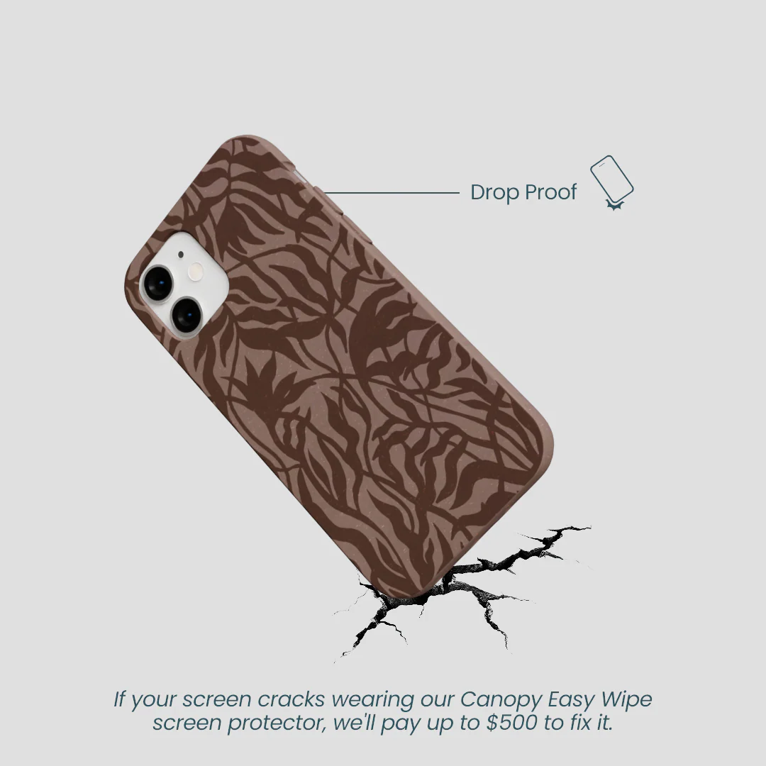 Chocolate Brown Rustic Leaves iPhone 12 Mini Case - Image 5