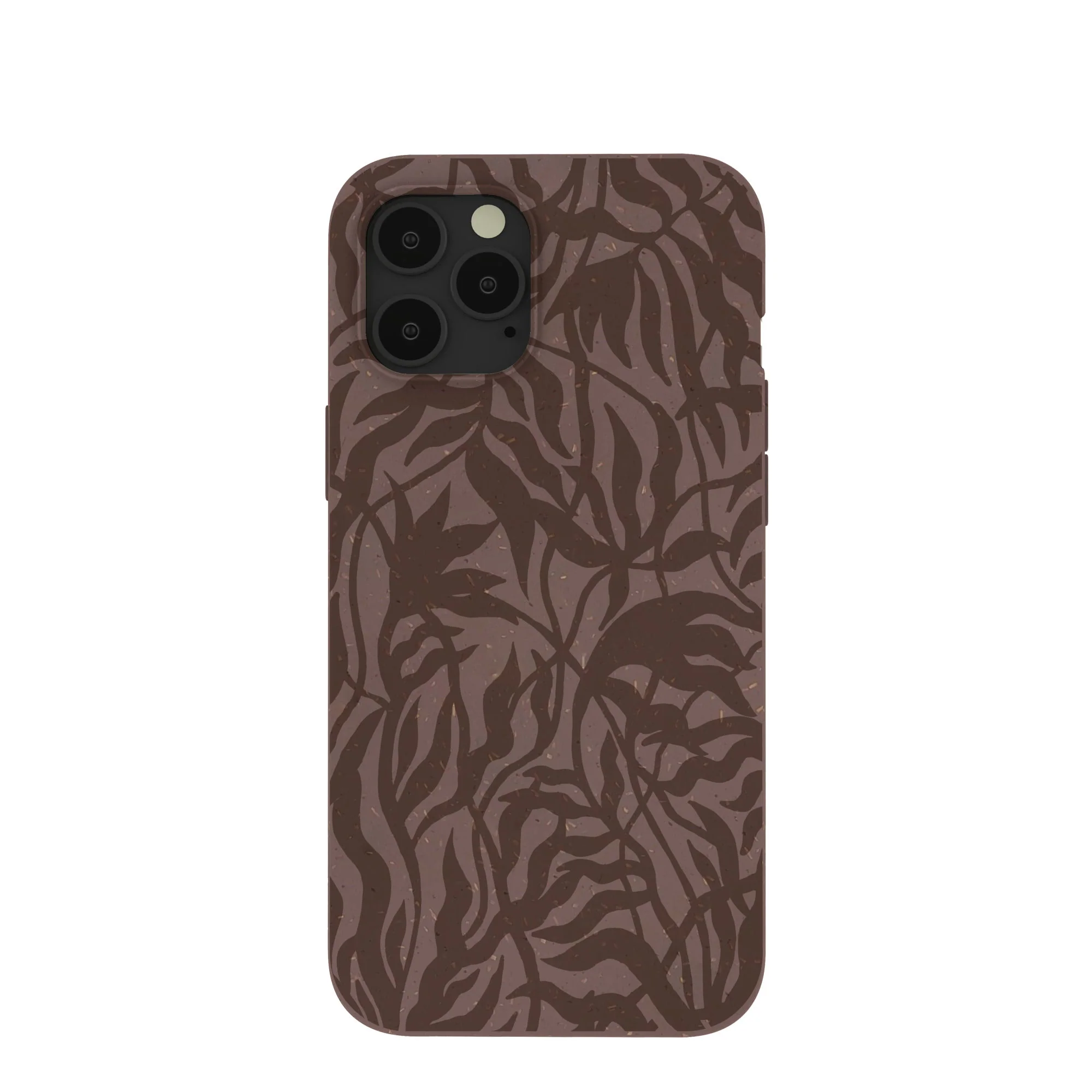 Chocolate Brown Rustic Leaves iPhone 12 Pro Max Case