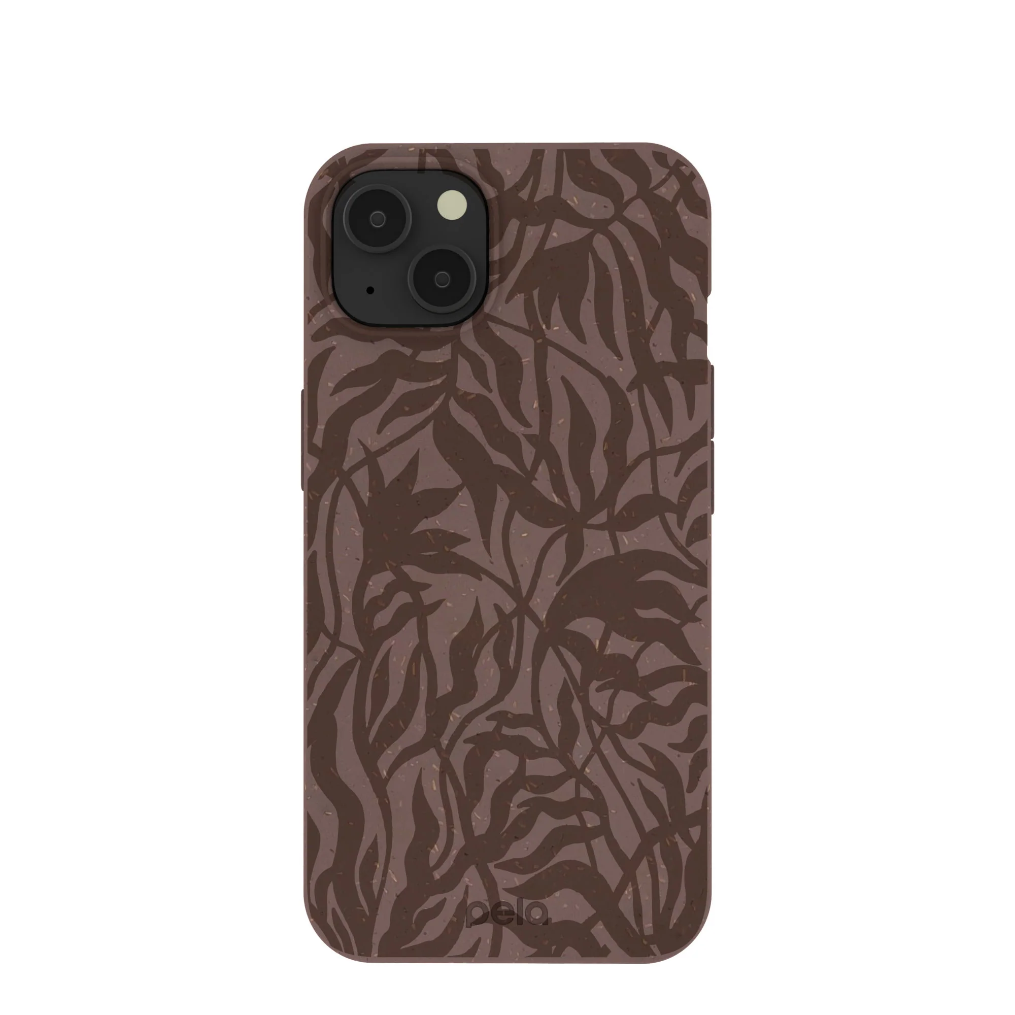Chocolate Brown Rustic Leaves iPhone 13 Case