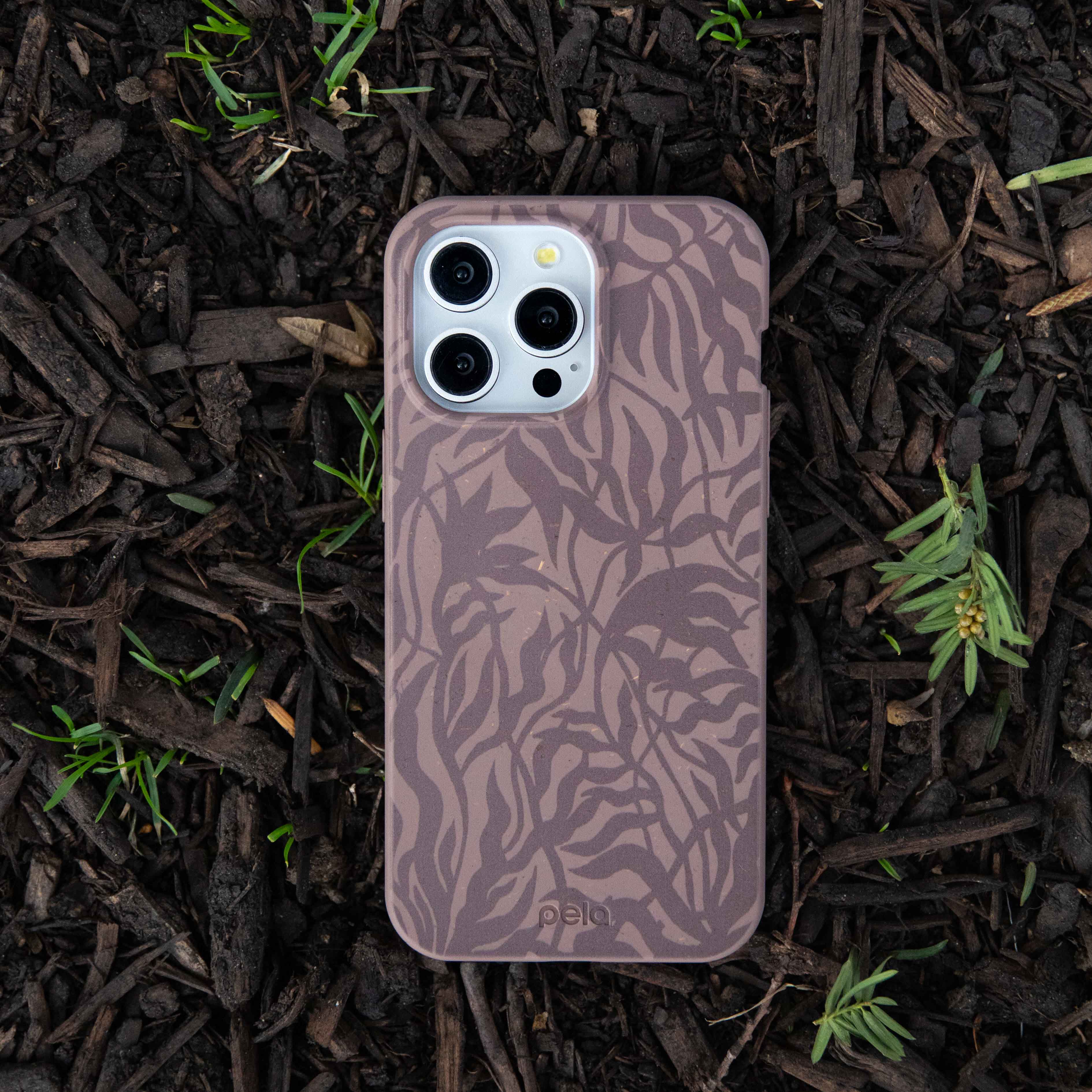 Chocolate Brown Rustic Leaves iPhone 13 Case - Image 2