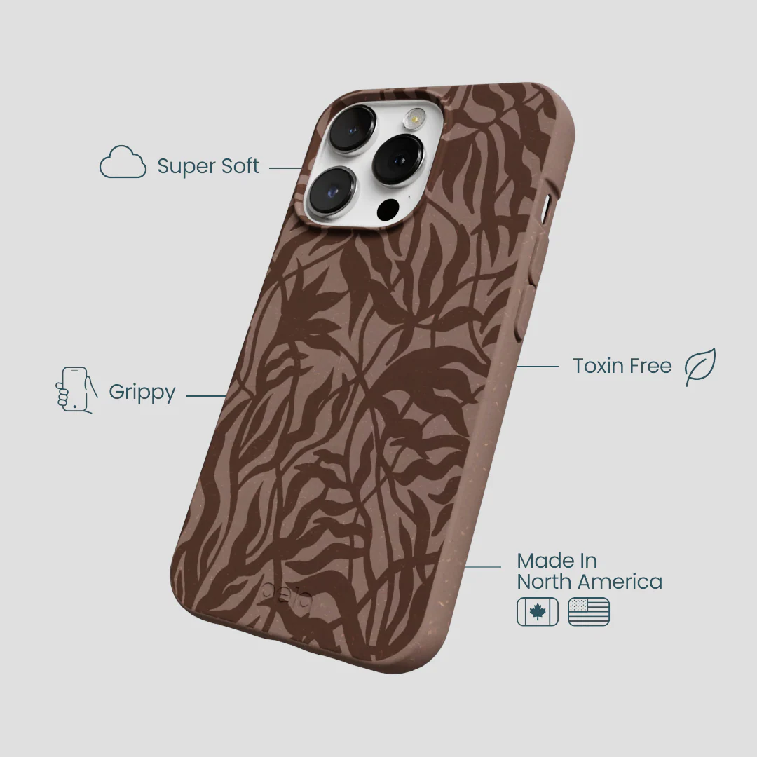 Chocolate Brown Rustic Leaves iPhone 13 Pro Max Case - Image 4