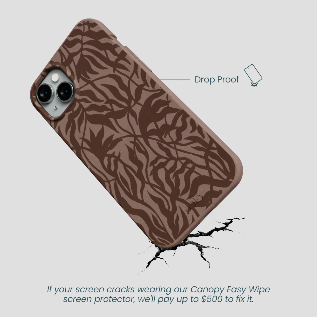 Chocolate Brown Rustic Leaves iPhone 14 Plus Case - Image 5