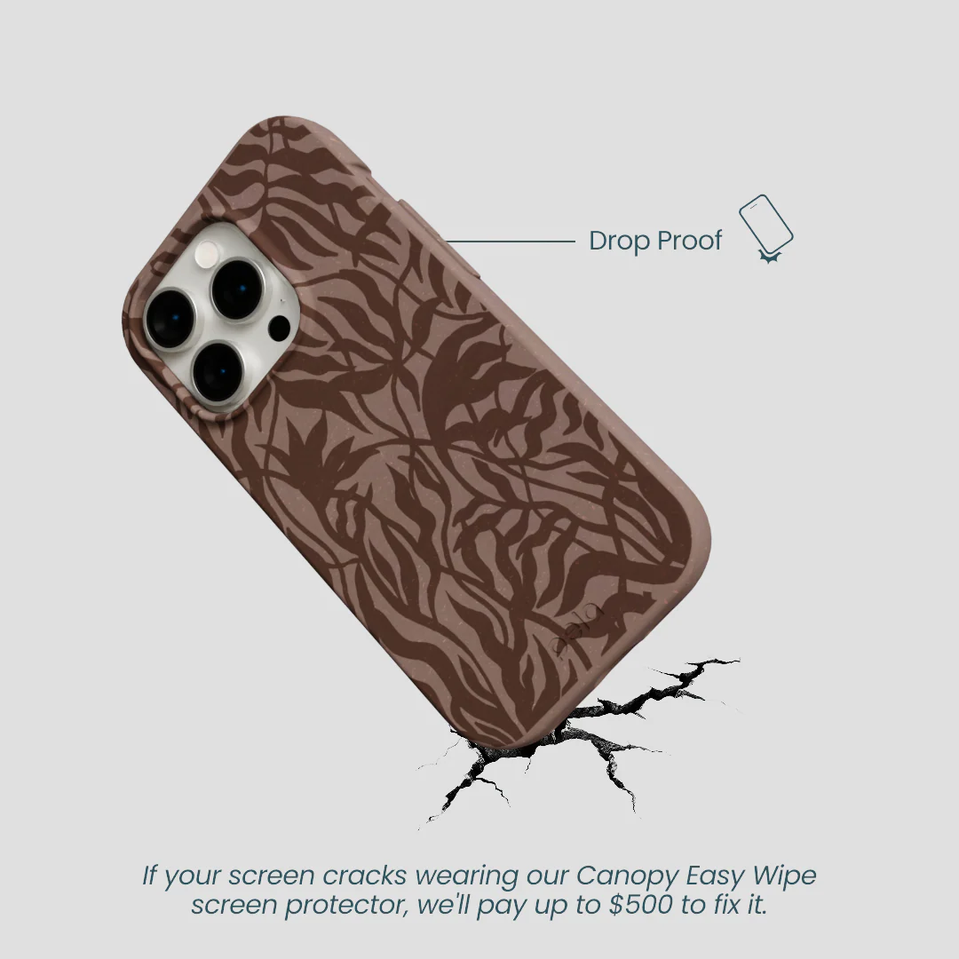Chocolate Brown Rustic Leaves iPhone 14 Pro Case - Image 5