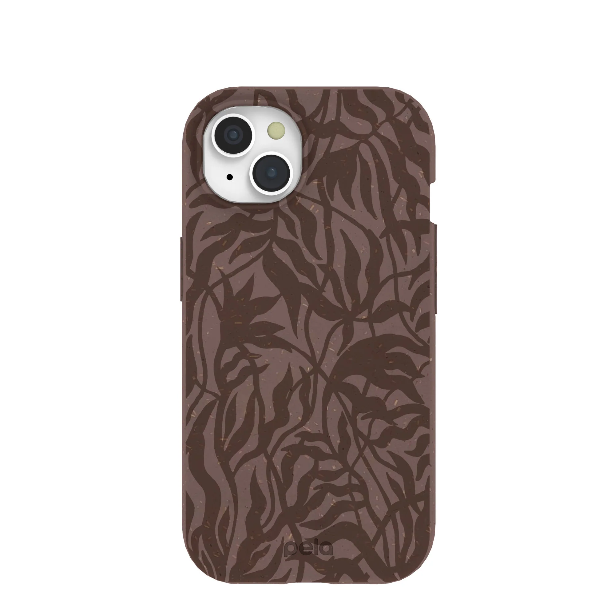 Chocolate Brown Rustic Leaves iPhone 15 Case