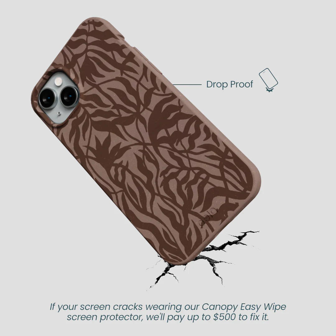 Chocolate Brown Rustic Leaves iPhone 15 Plus Case - Image 5