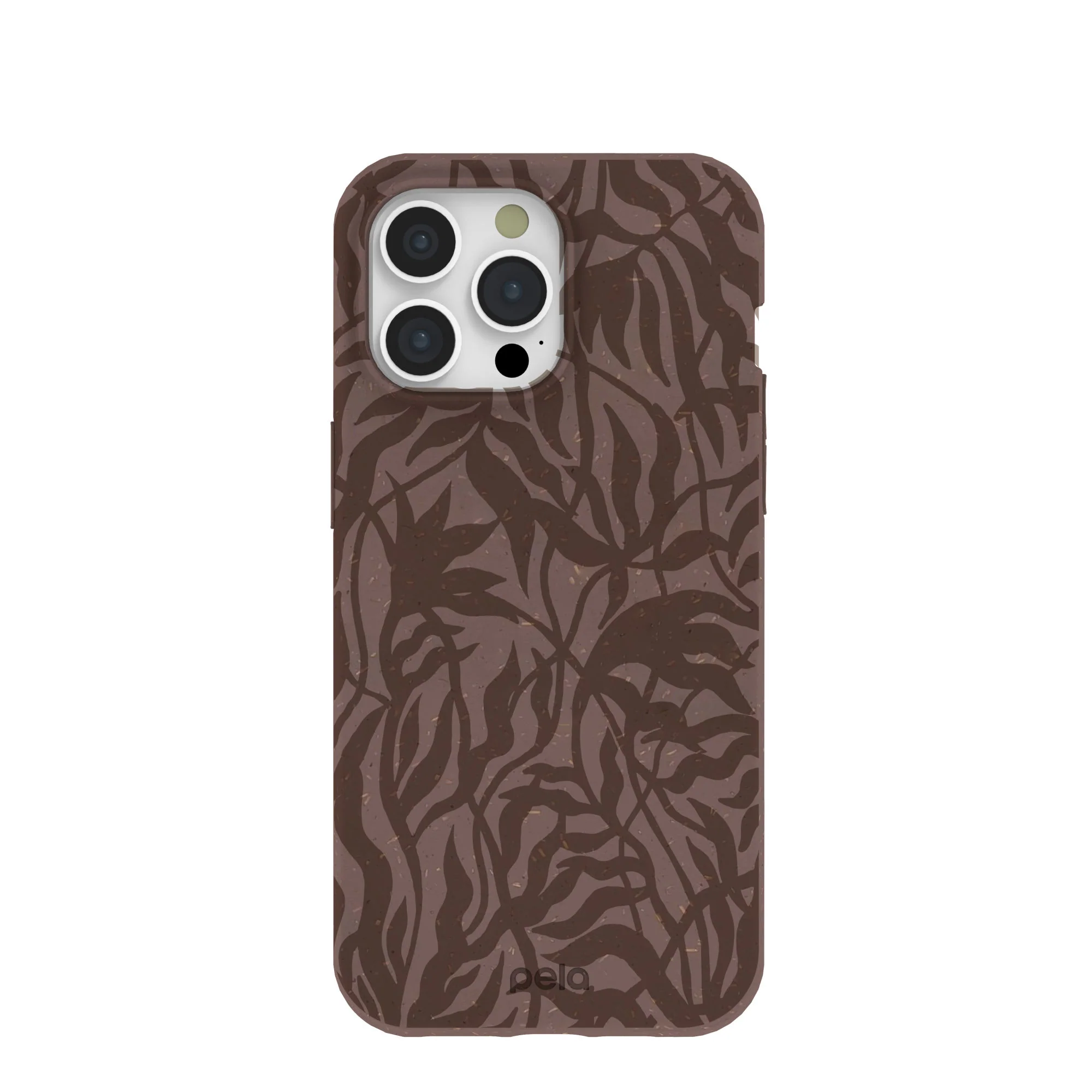 Chocolate Brown Rustic Leaves iPhone 15 Pro Max Case