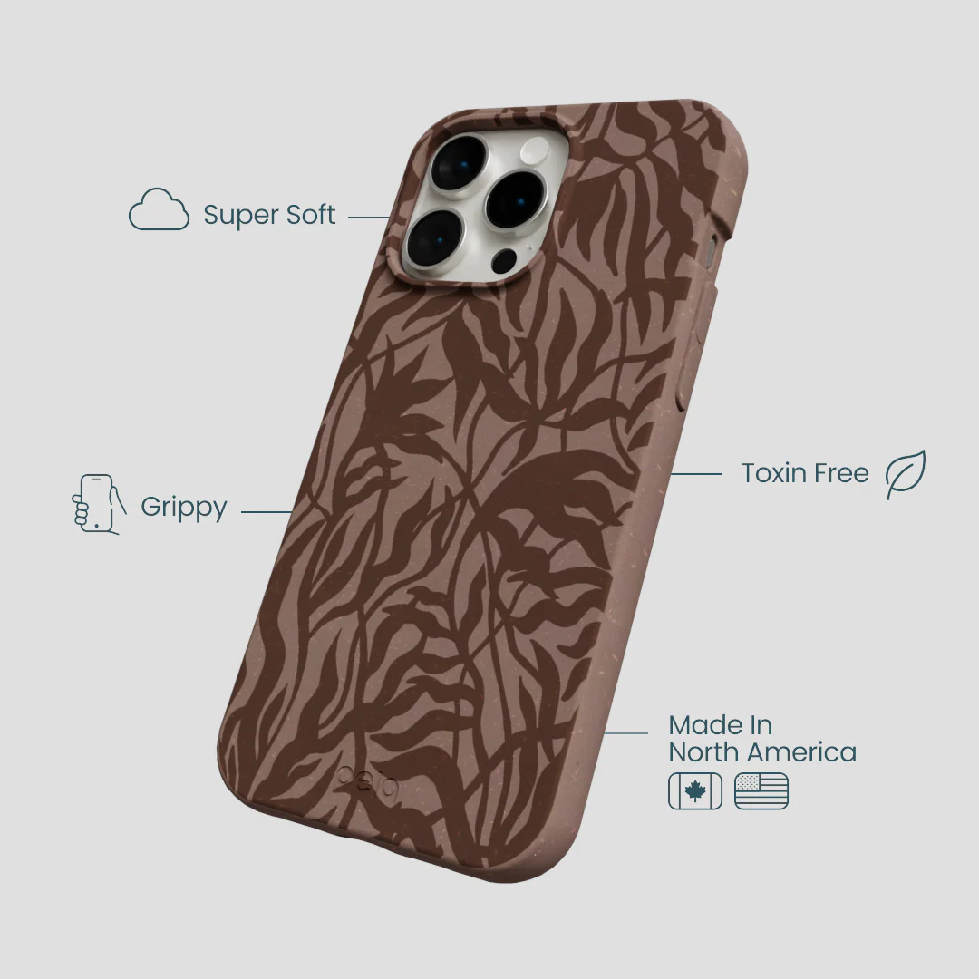 Chocolate Brown Rustic Leaves iPhone 15 Pro Max Case - Image 4