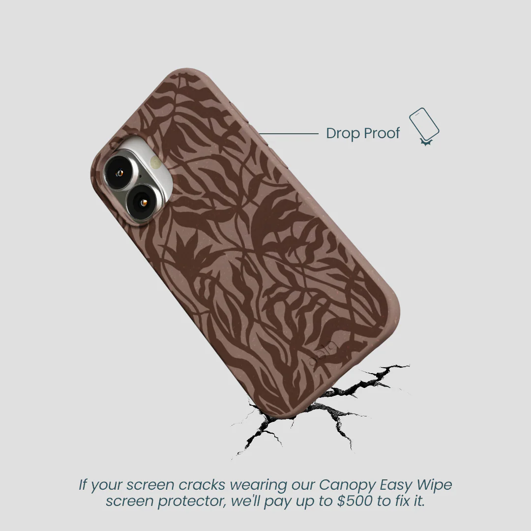 Chocolate Brown Rustic Leaves iPhone 16 Case - Image 5