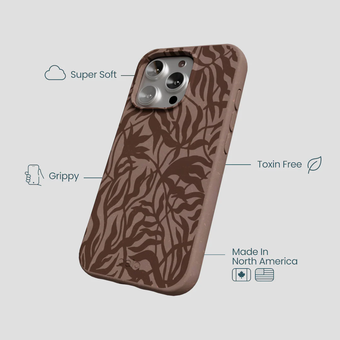 Chocolate Brown Rustic Leaves iPhone 16 Pro Case - Image 4