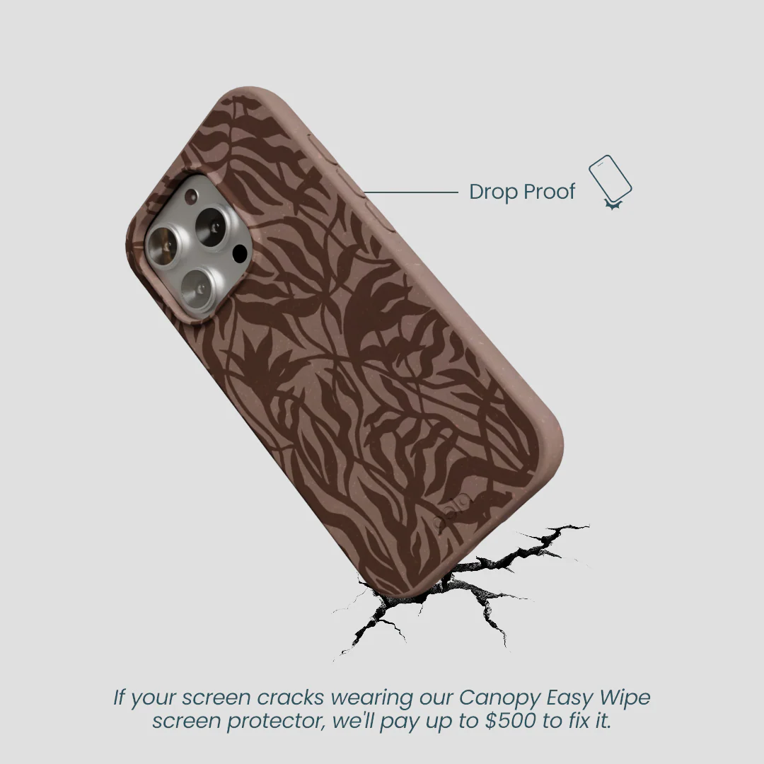 Chocolate Brown Rustic Leaves iPhone 16 Pro Case - Image 5