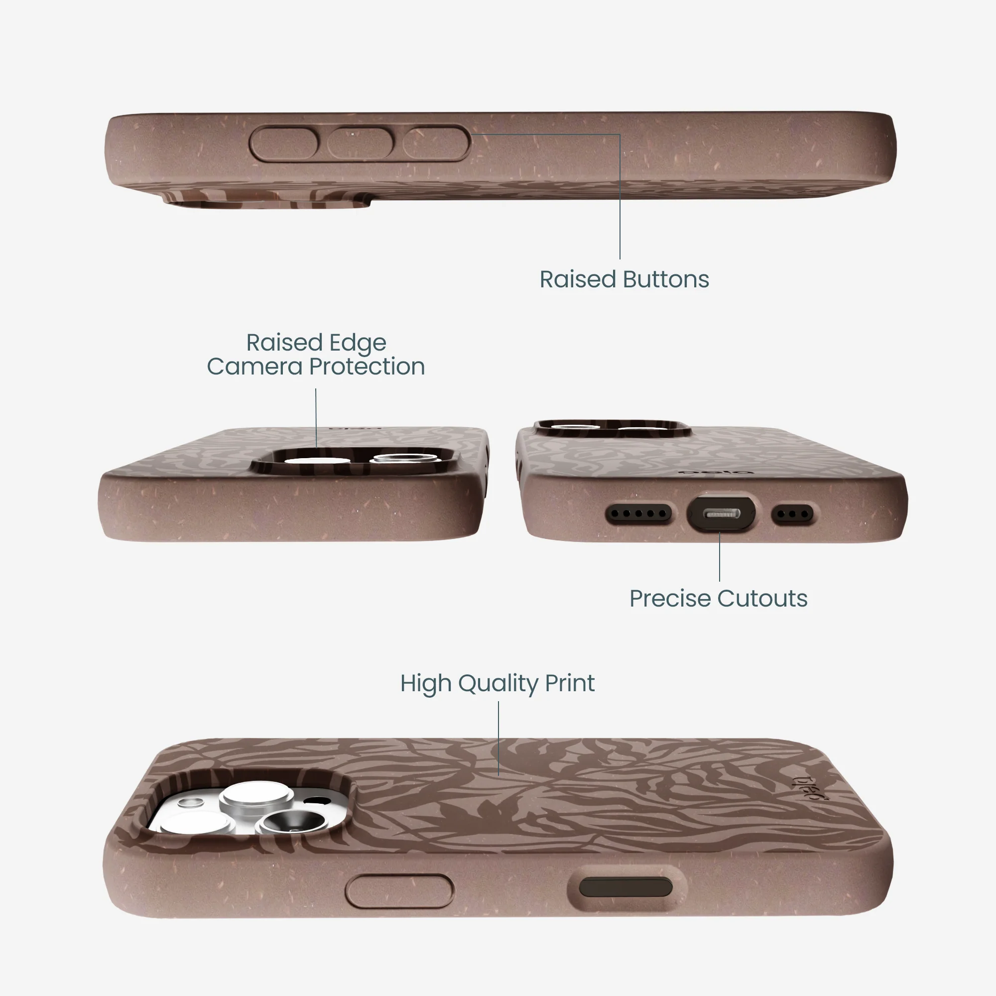 Chocolate Brown Rustic Leaves iPhone 16 Pro Max Case - Image 3
