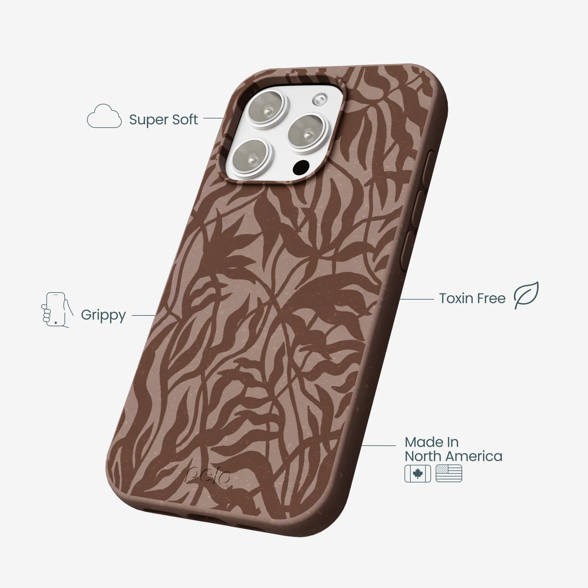 Chocolate Brown Rustic Leaves iPhone 16 Pro Max Case - Image 4