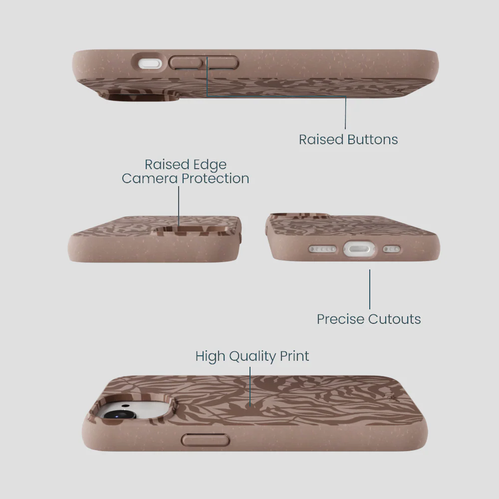 Chocolate Brown Rustic Leaves iPhone 16e/17e Case - Image 3