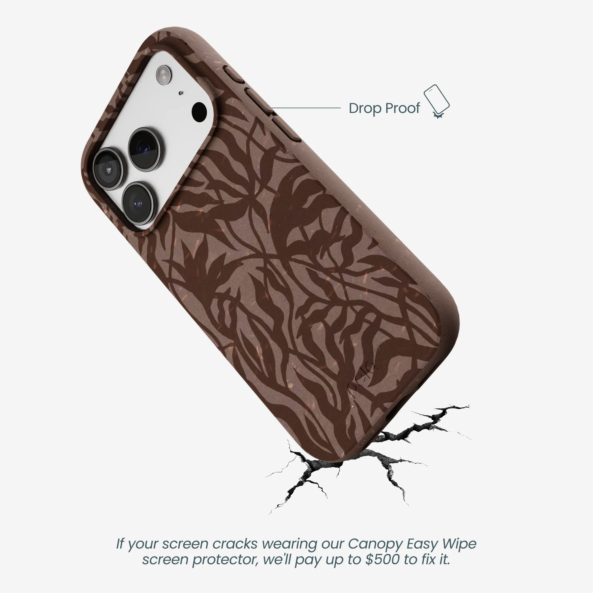 Chocolate Brown Rustic Leaves iPhone 17 Pro Case - Image 5