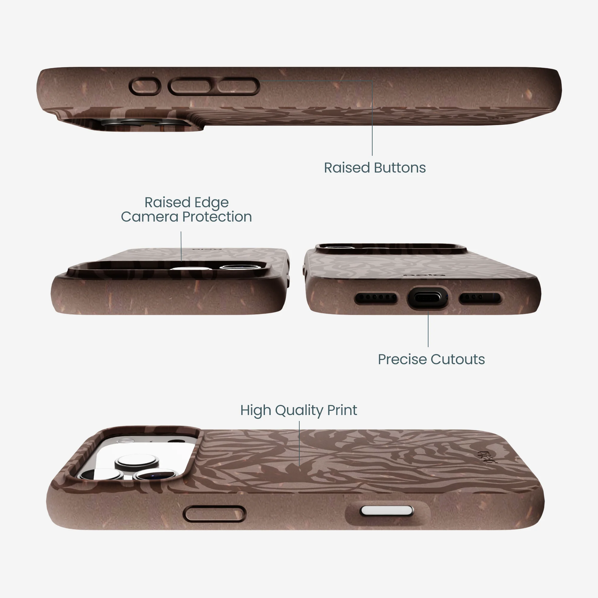 Chocolate Brown Rustic Leaves iPhone 17 Pro Max Case - Image 3