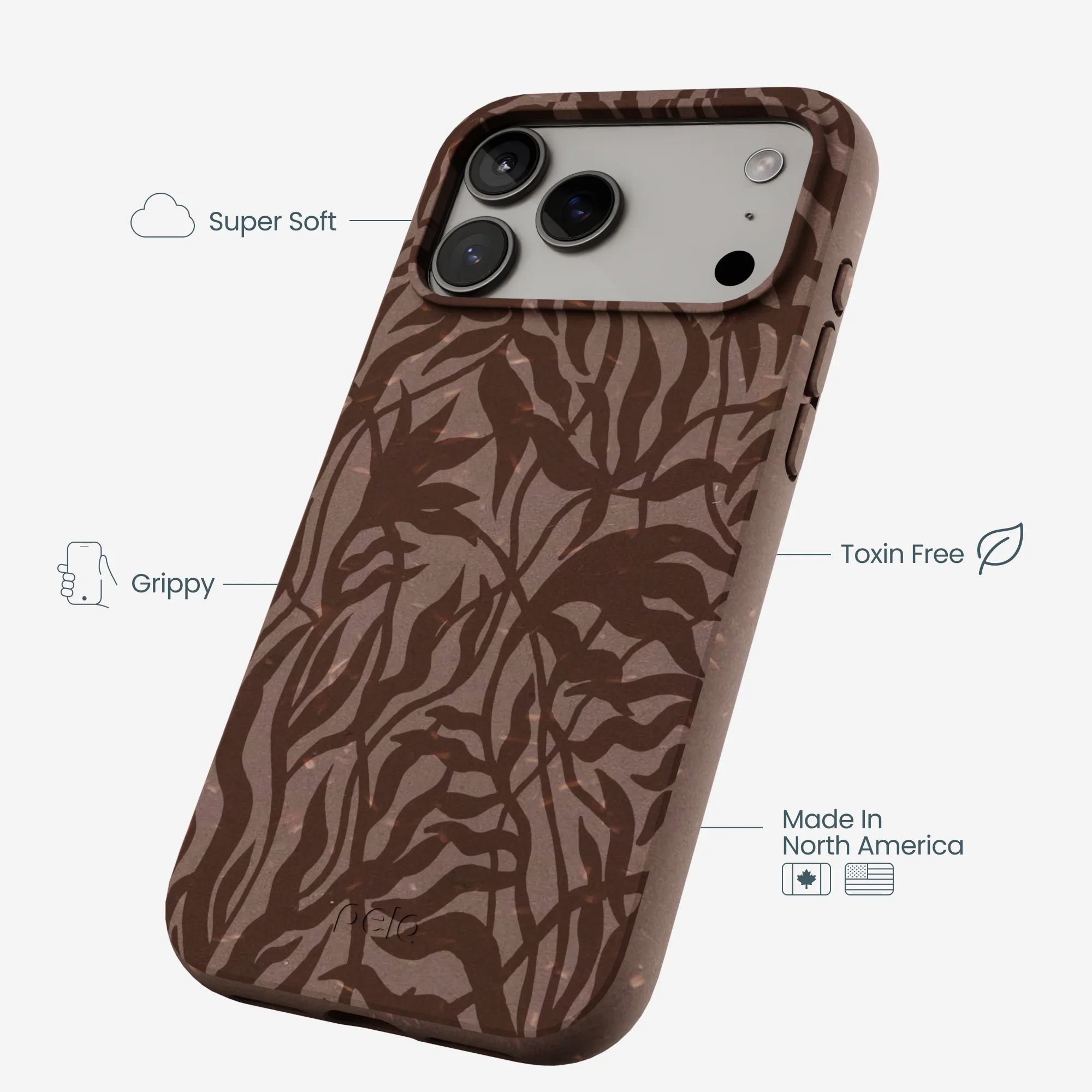 Chocolate Brown Rustic Leaves iPhone 17 Pro Max Case - Image 4