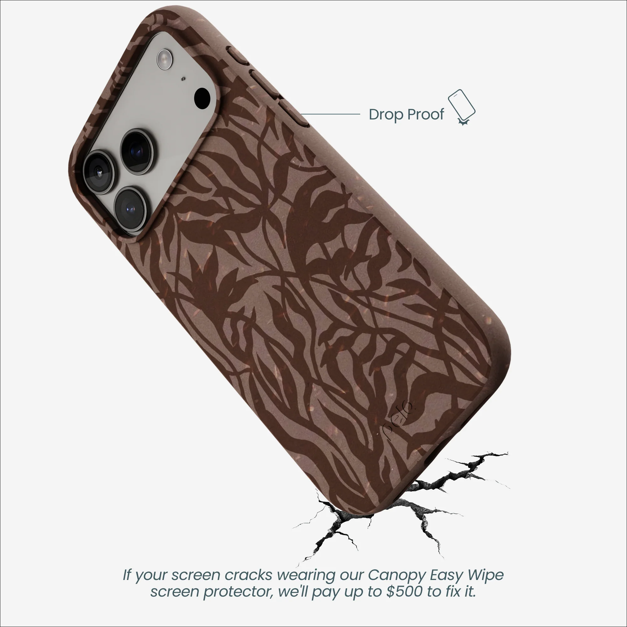 Chocolate Brown Rustic Leaves iPhone 17 Pro Max Case - Image 5