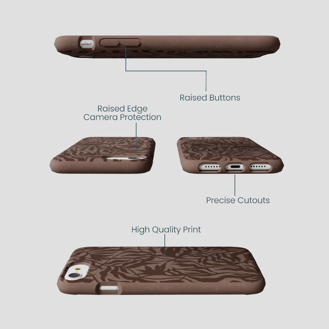 Chocolate Brown Rustic Leaves iPhone 6/6s/7/8/SE Case - Image 3