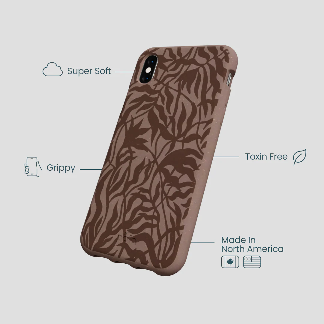 Chocolate Brown Rustic Leaves iPhone XR Case - Image 4
