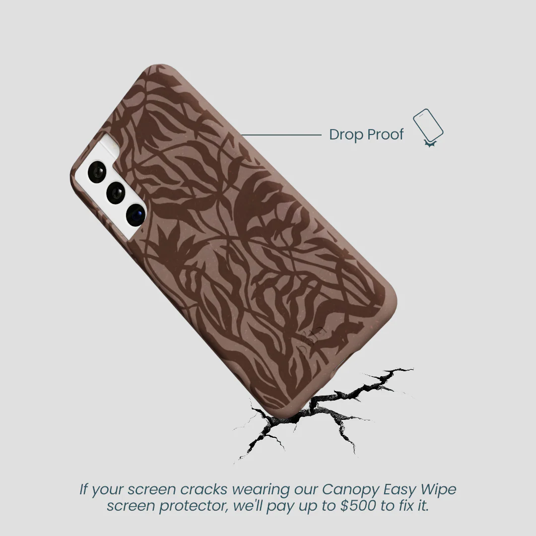 Chocolate Brown Rustic Leaves Samsung Galaxy S22 Case - Image 5