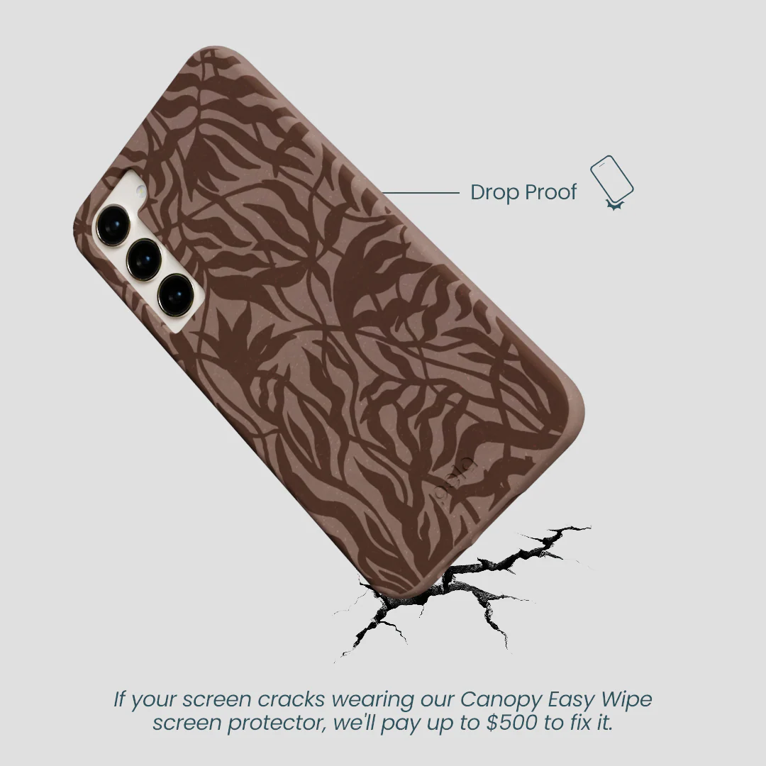 Chocolate Brown Rustic Leaves Samsung Galaxy S23+(Plus) Case - Image 5