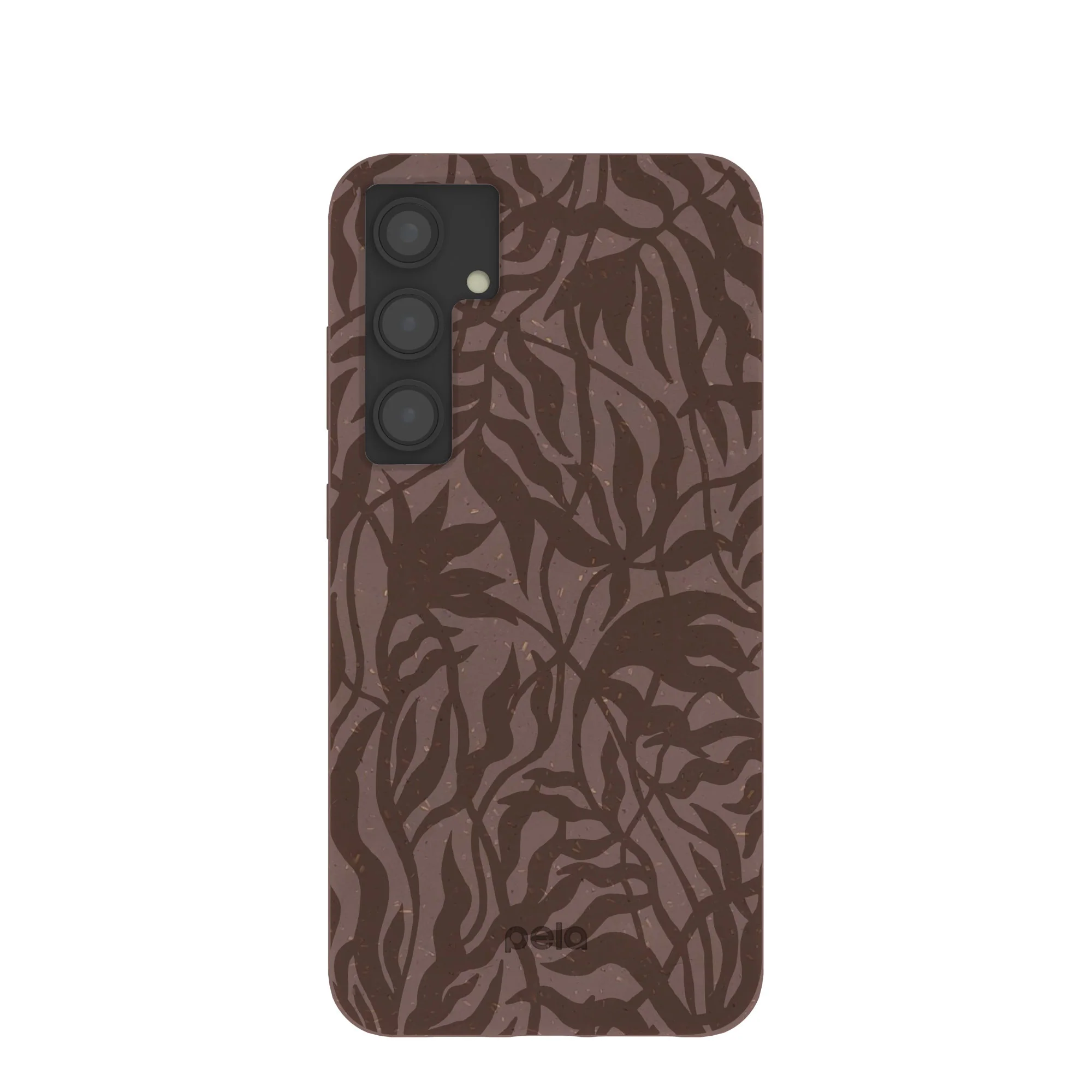 Chocolate Brown Rustic Leaves Samsung Galaxy S24+(Plus) Case