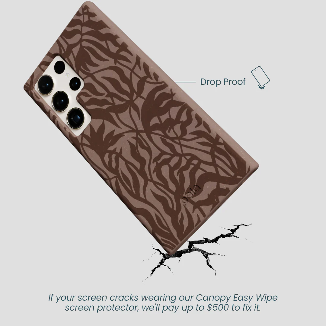 Chocolate Brown Rustic Leaves Samsung Galaxy S24 Ultra Case - Image 5