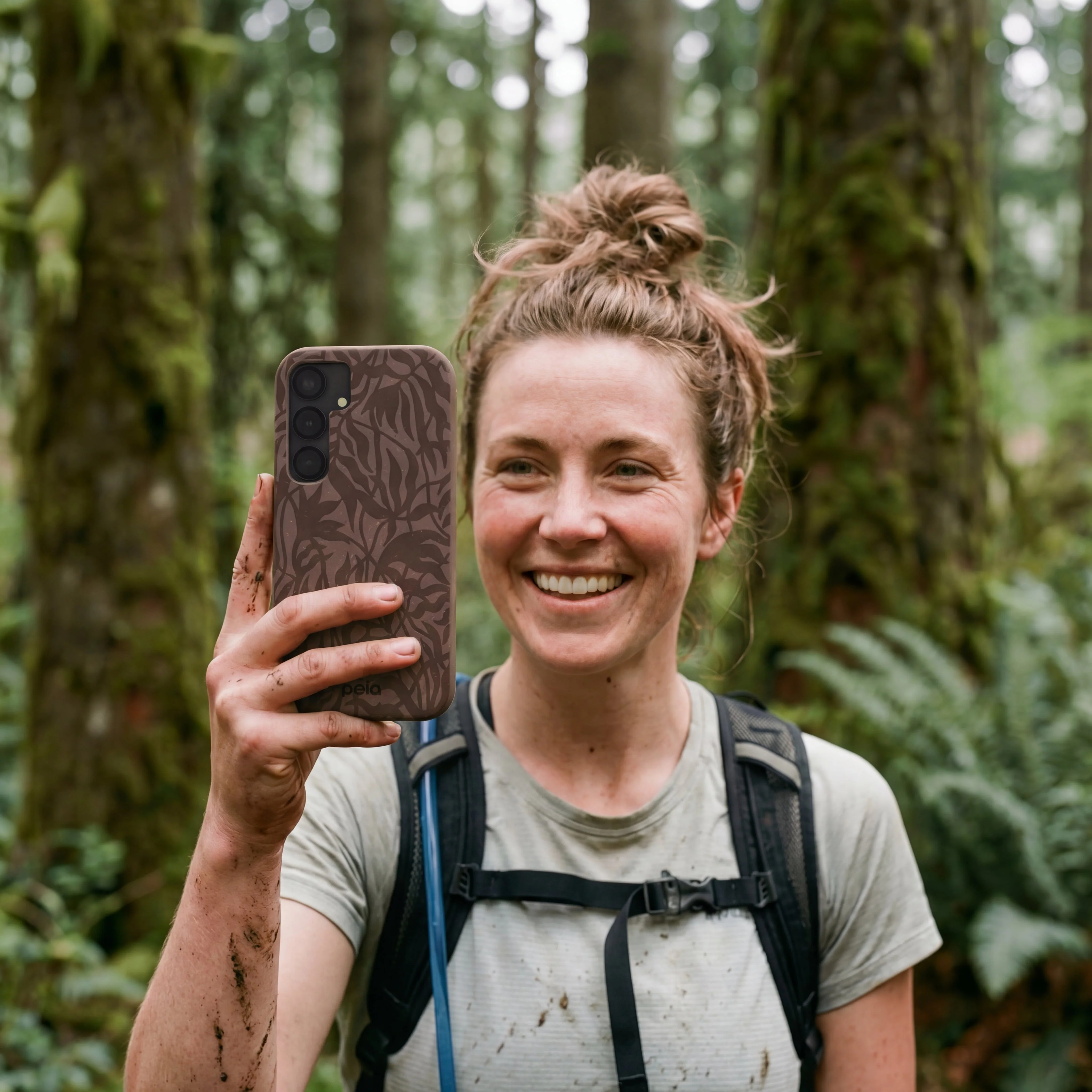 Chocolate Brown Rustic Leaves Samsung Galaxy S25 Case - Image 2