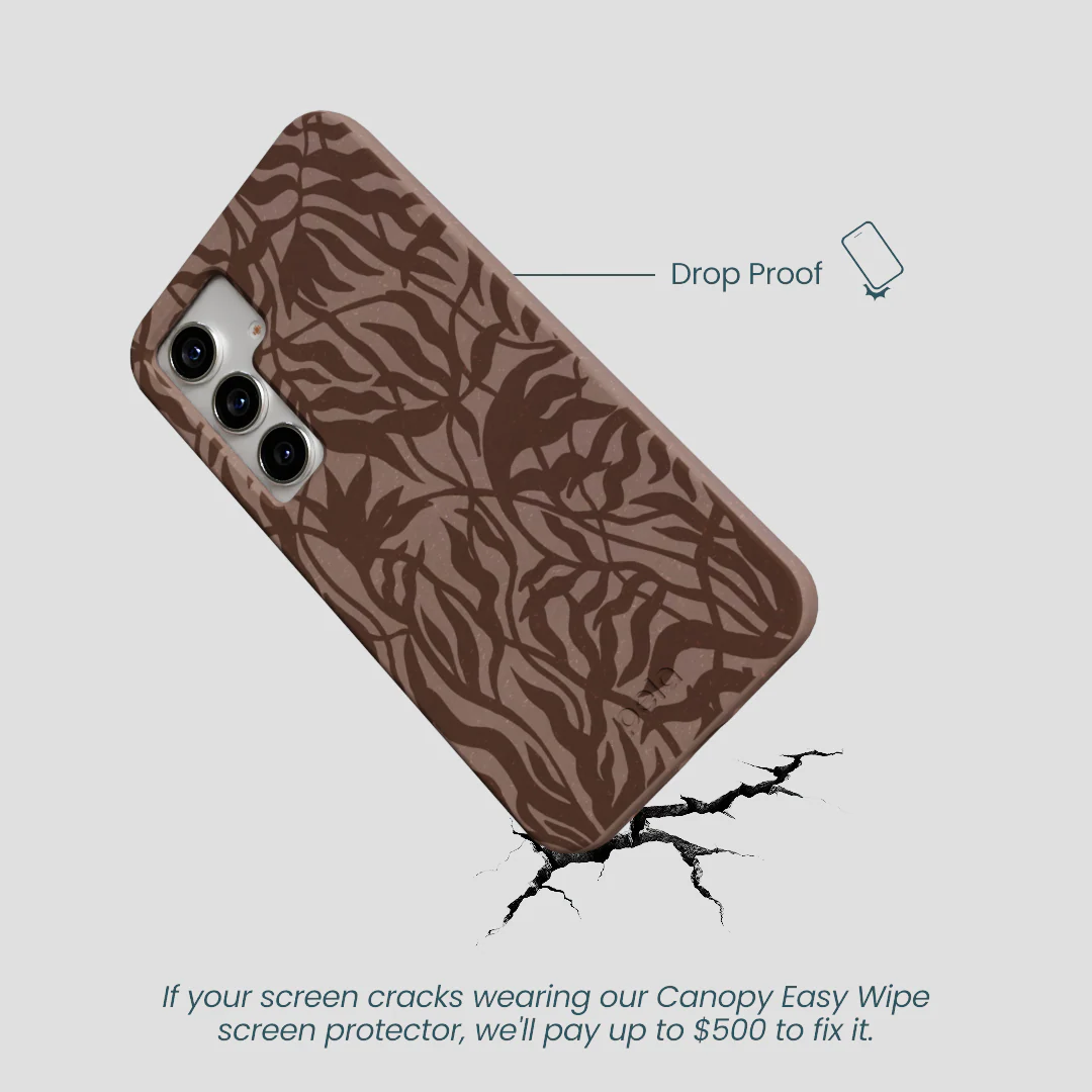 Chocolate Brown Rustic Leaves Samsung Galaxy S25 Case - Image 5