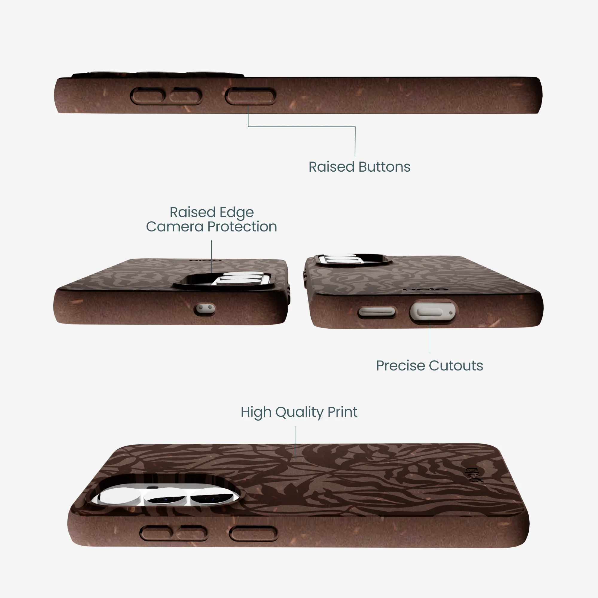 Chocolate Brown Rustic Leaves Samsung Galaxy S26 Case - Image 3