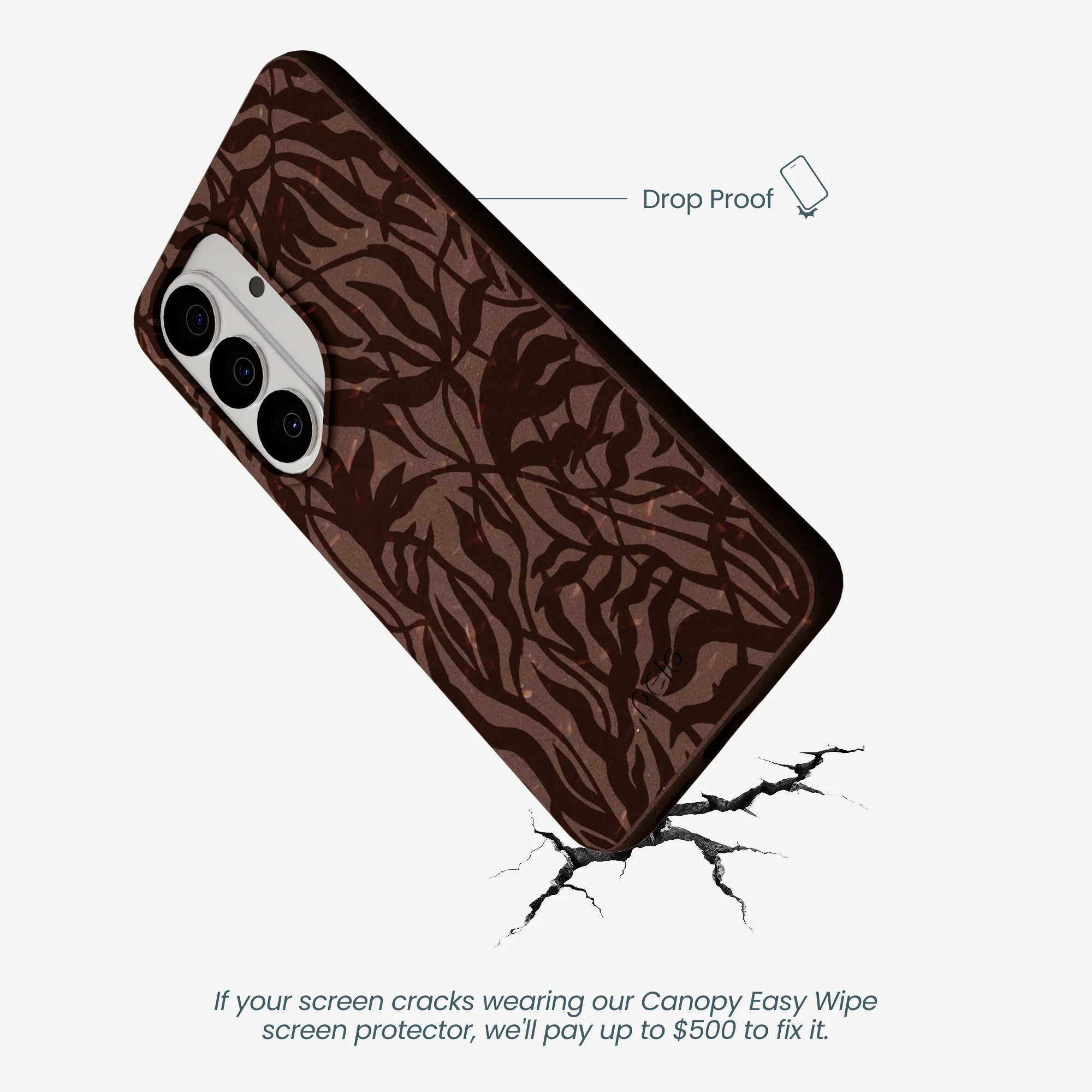 Chocolate Brown Rustic Leaves Samsung Galaxy S26 Case - Image 5