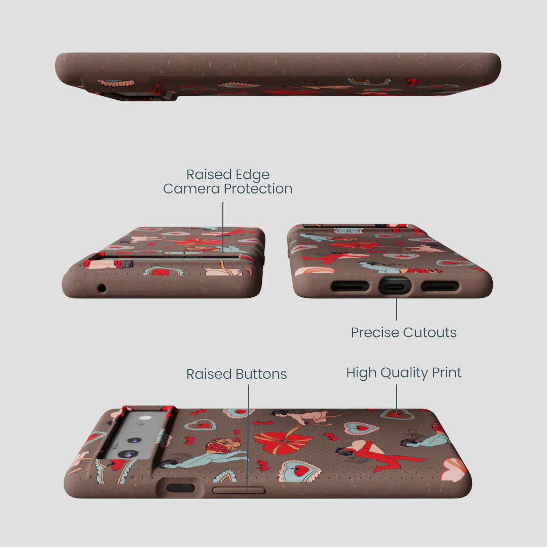 Chocolate Brown Strawberry Cupid Google Pixel 6 Case - Image 3