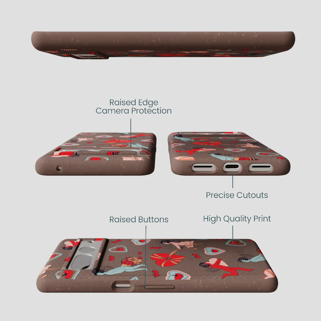 Chocolate Brown Strawberry Cupid Google Pixel 7 Pro Case - Image 3