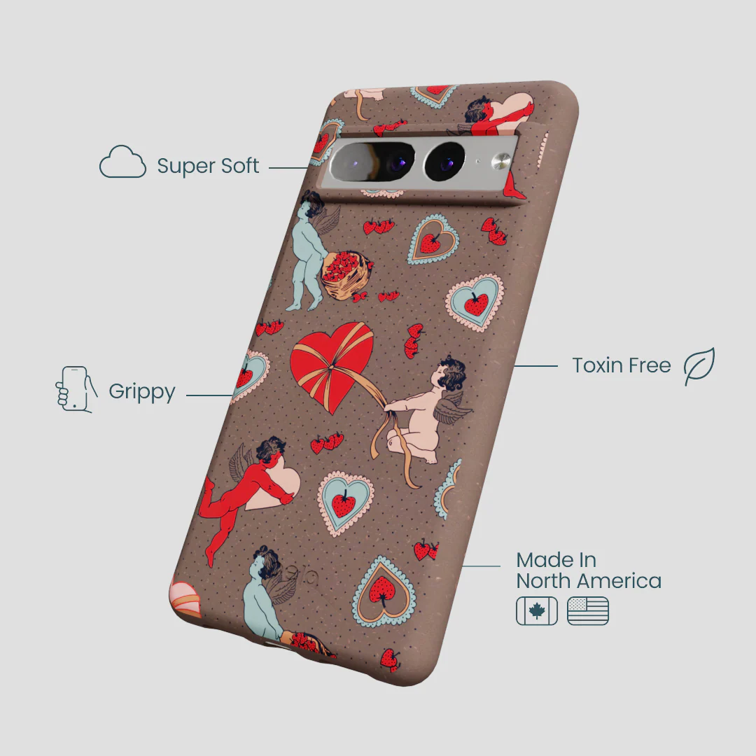 Chocolate Brown Strawberry Cupid Google Pixel 7 Pro Case - Image 4