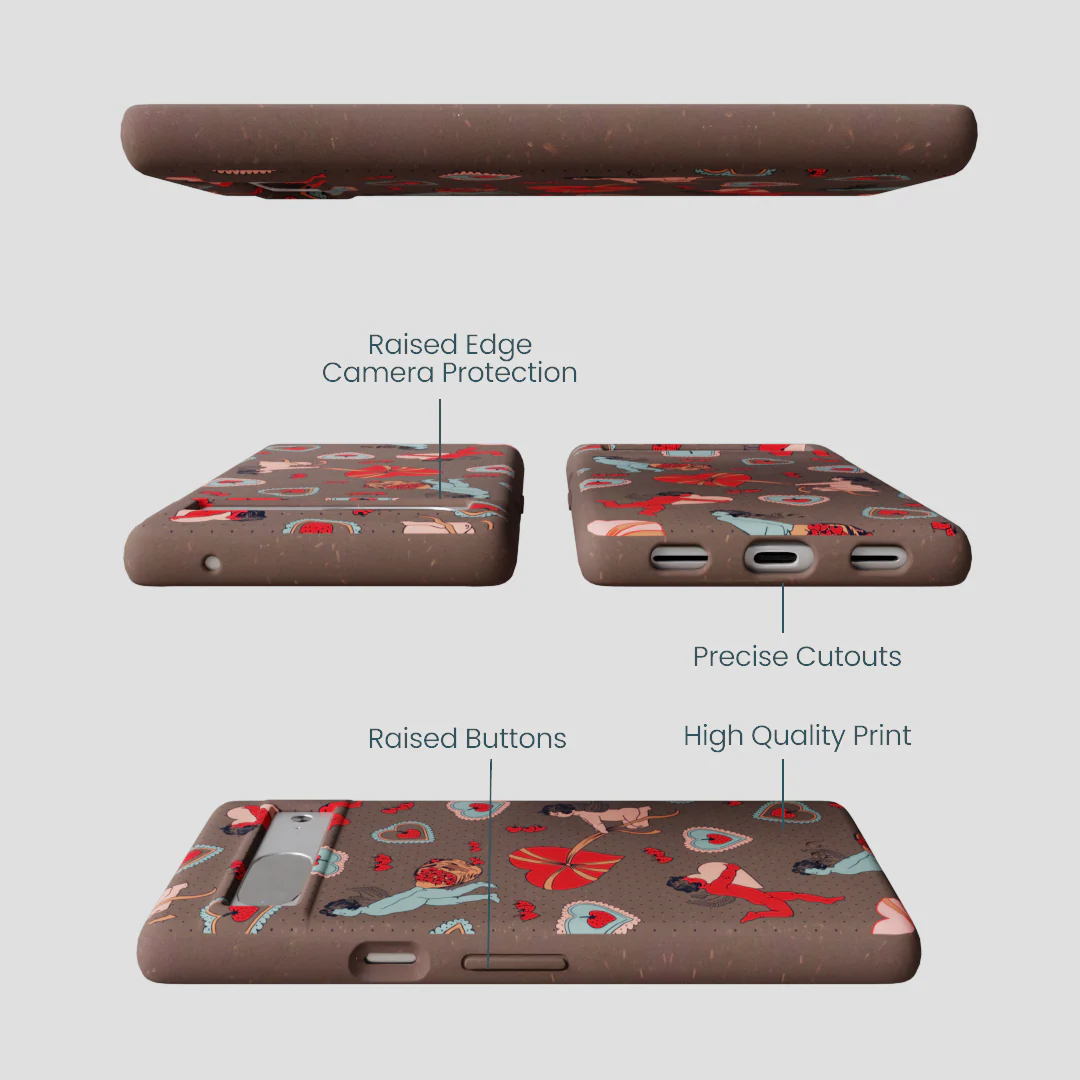 Chocolate Brown Strawberry Cupid Google Pixel 7a Case - Image 3