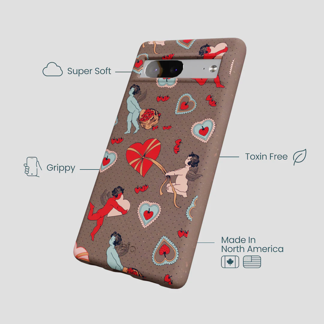 Chocolate Brown Strawberry Cupid Google Pixel 7a Case - Image 4
