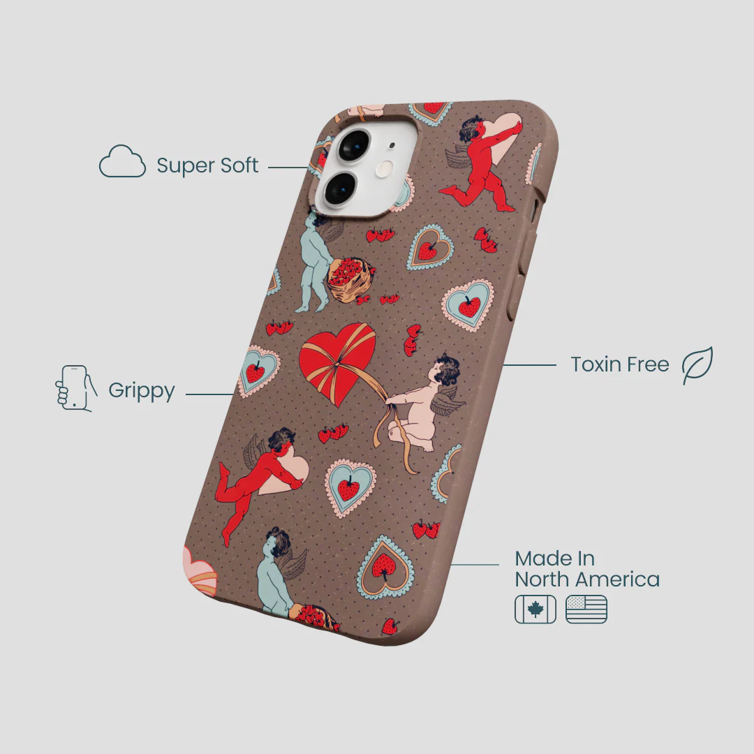 Chocolate Brown Strawberry Cupid iPhone 12/ iPhone 12 Pro Case - Image 4