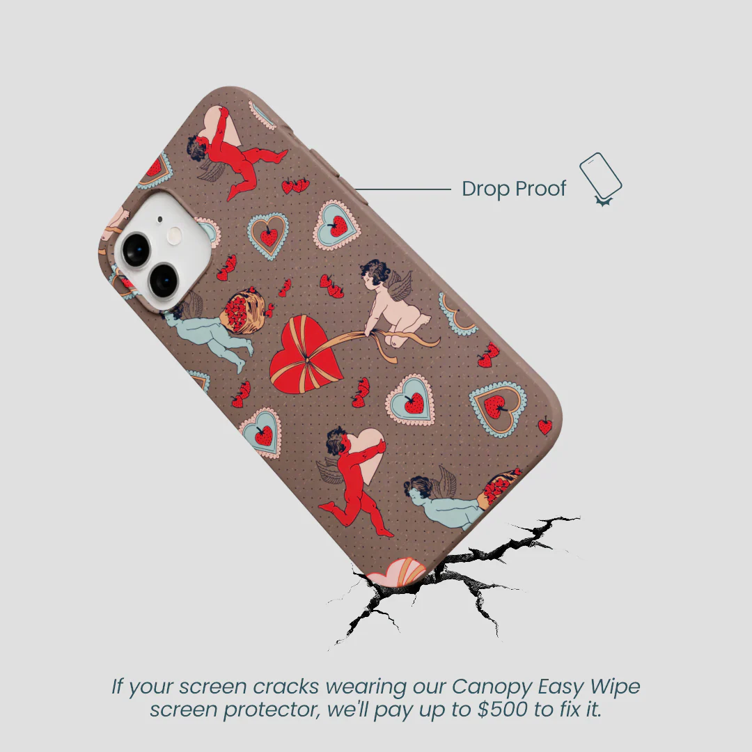 Chocolate Brown Strawberry Cupid iPhone 12/ iPhone 12 Pro Case - Image 5