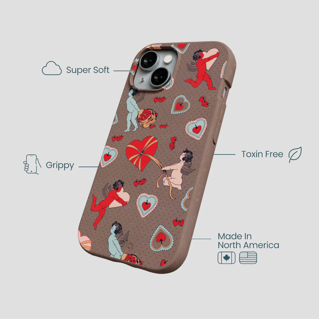 Chocolate Brown Strawberry Cupid iPhone 15 Case - Image 4