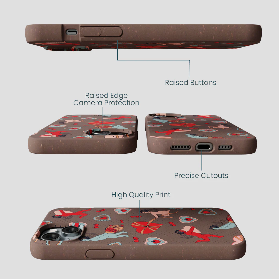 Chocolate Brown Strawberry Cupid iPhone 15 Plus Case - Image 3